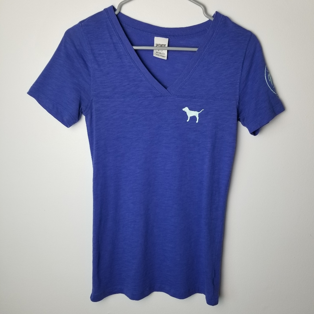 Victoria's Secret PINK v-neck logo short sleeve shirt S